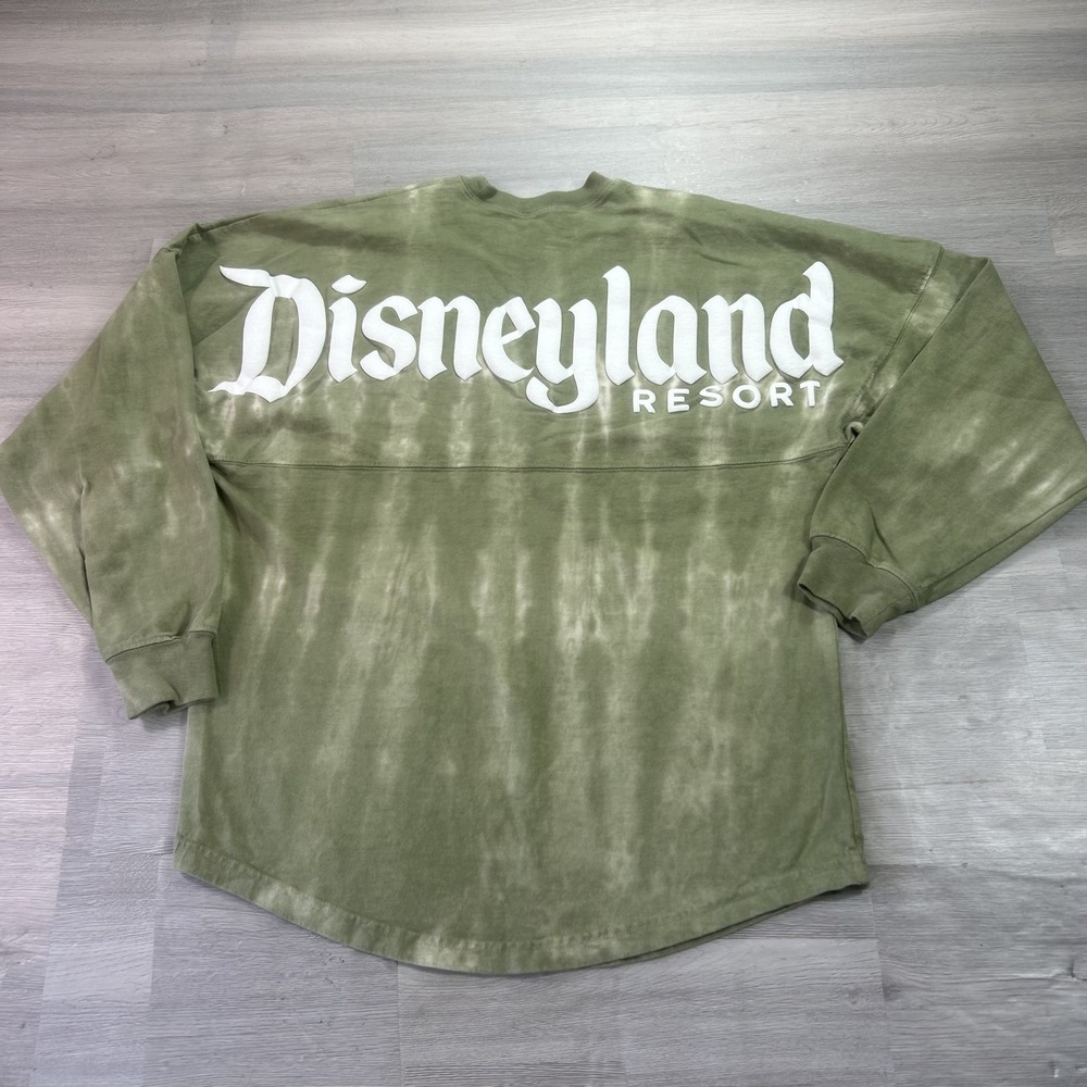 Disney Disneyland Spirit Jersey Shirt Womens Small Green Tie Dye Long Sleeve